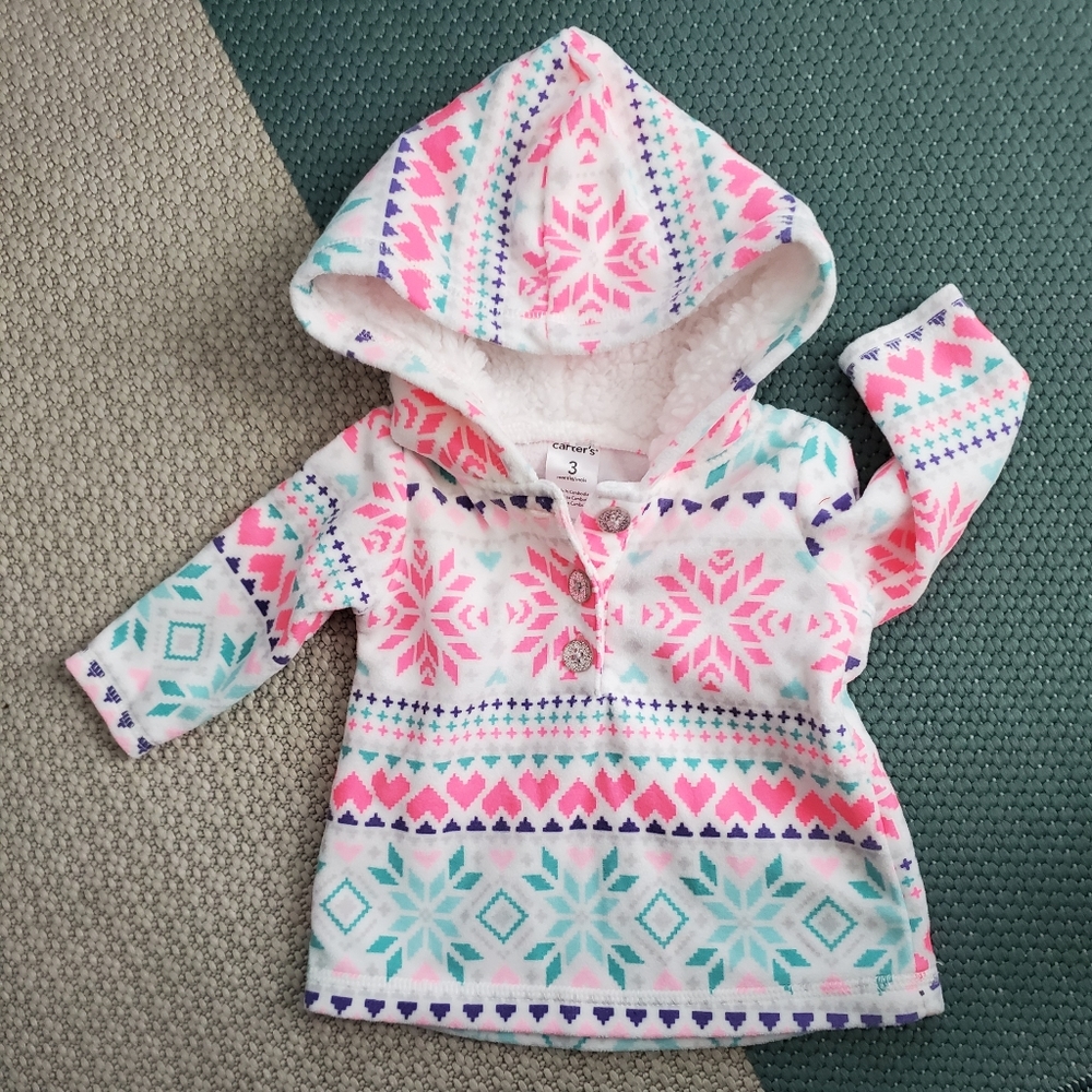Hot pink Aztec print infant fleece hoodie